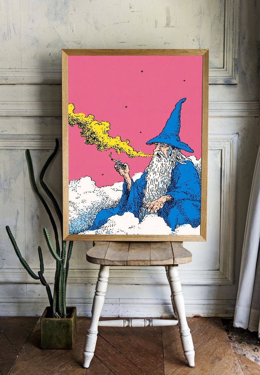 Wizard Smoking — Illustration Print. — room view 1