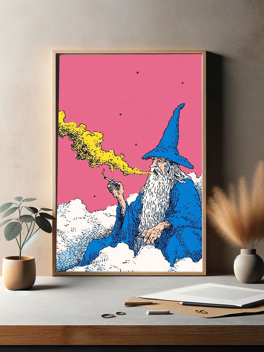 Wizard Smoking — Illustration Print. — room view 2