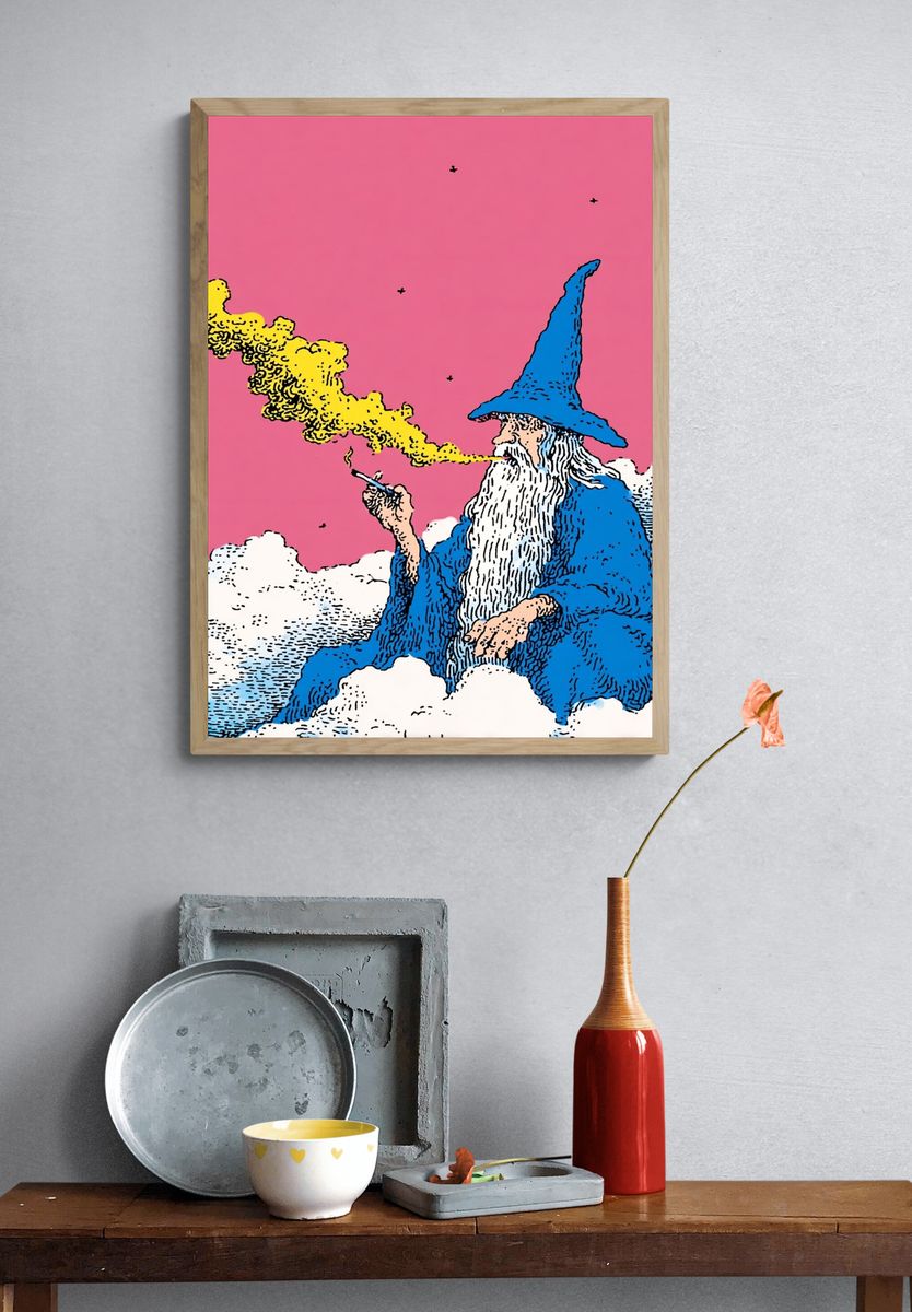 Wizard Smoking — Illustration Print. — room view 3