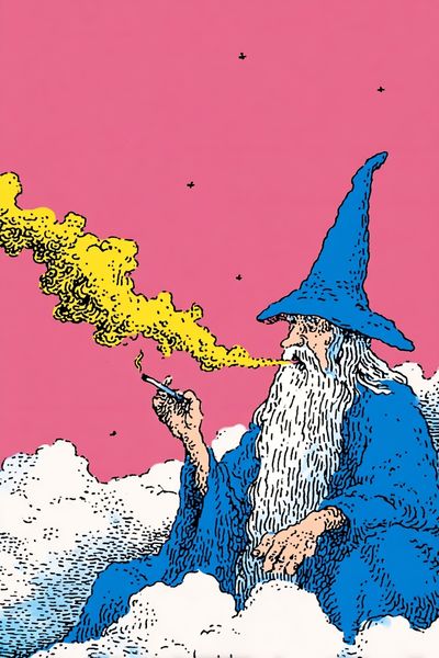 Wizard Smoking — Illustration Print. poster print