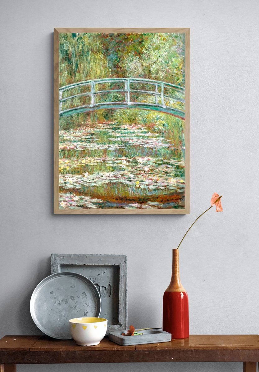 Water Lilies and Bridge — Impressionism Print. — room view 3