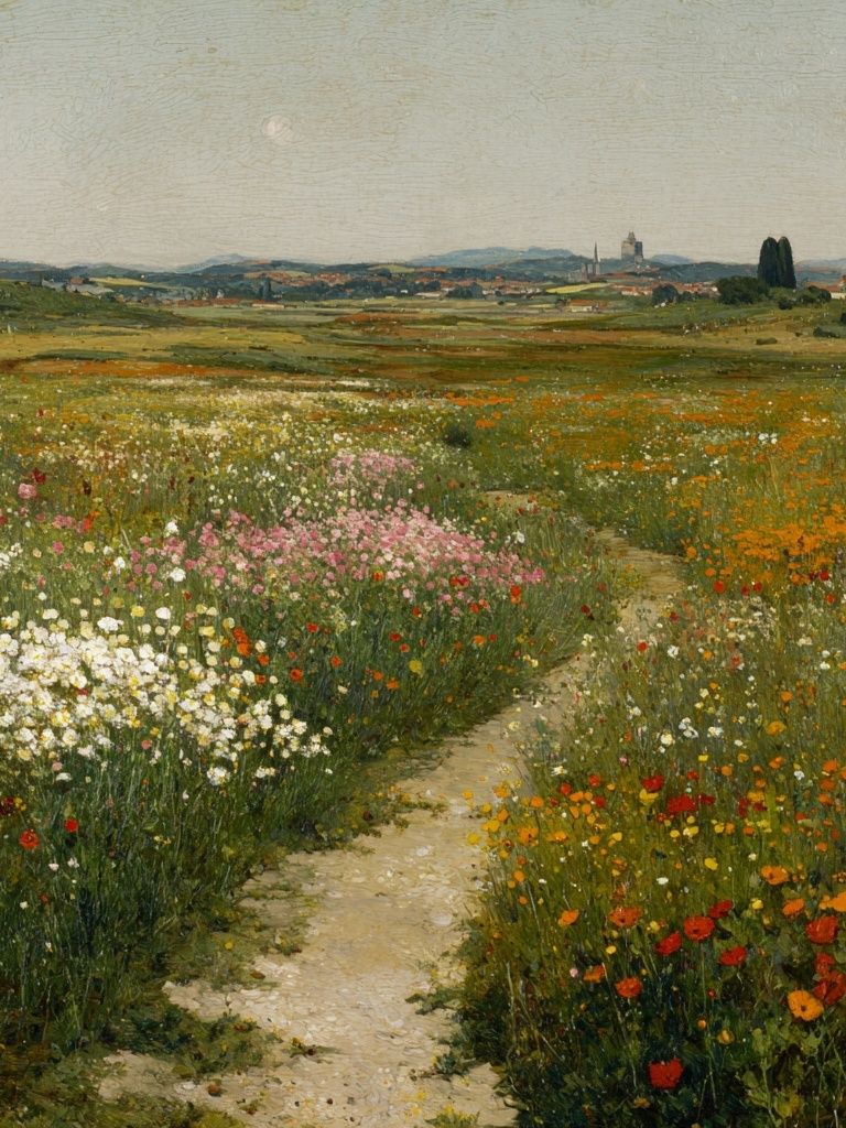 Wildflower Meadow Landscape Print. poster detail