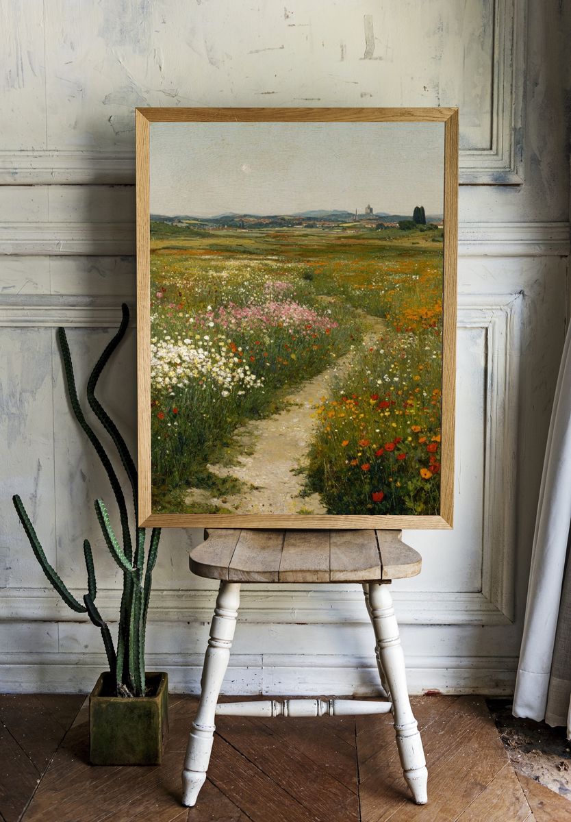 Wildflower Meadow Landscape Print. — room view 1