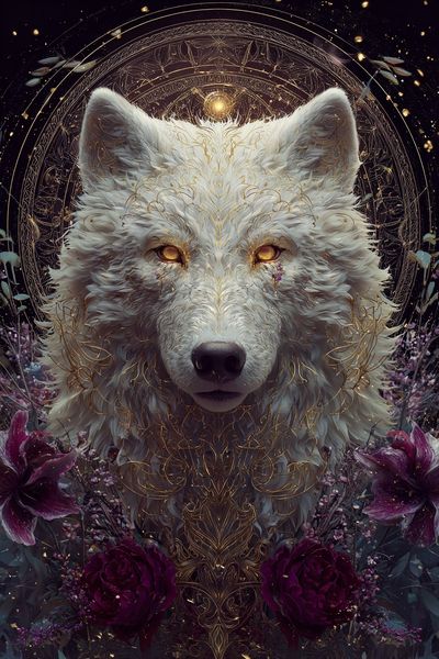 Majestic White Wolf — Digital Art Print. poster print
