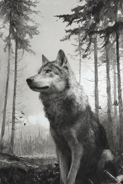 Majestic Wolf — Fine Art Print. poster print