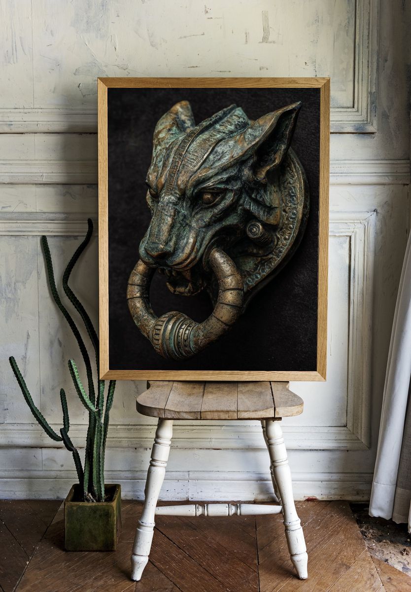 Bronze Wolf Head — Fine-Art Print. — room view 1
