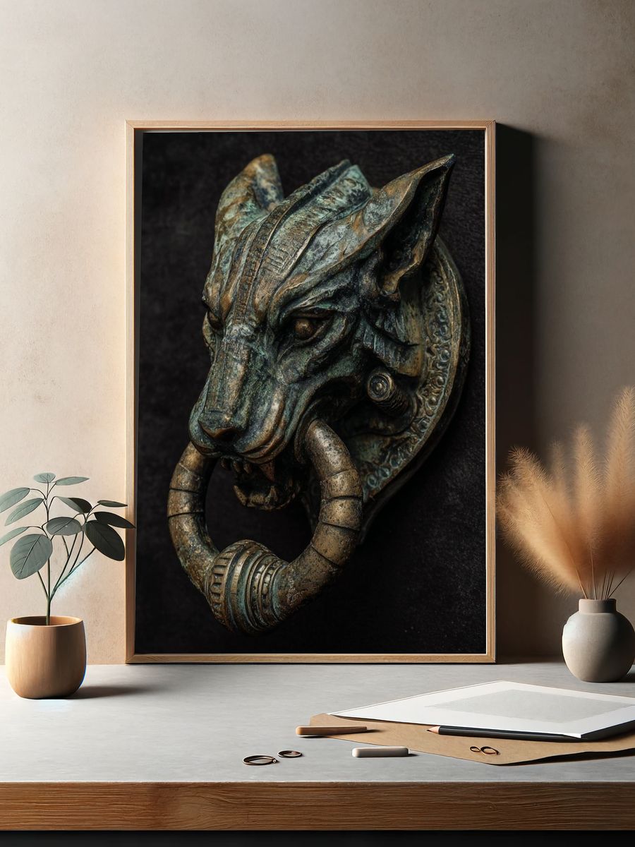 Bronze Wolf Head — Fine-Art Print. — room view 2