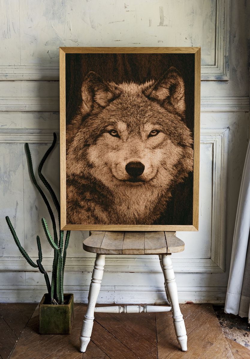 Wolf Portrait — Illustration Print. — room view 1