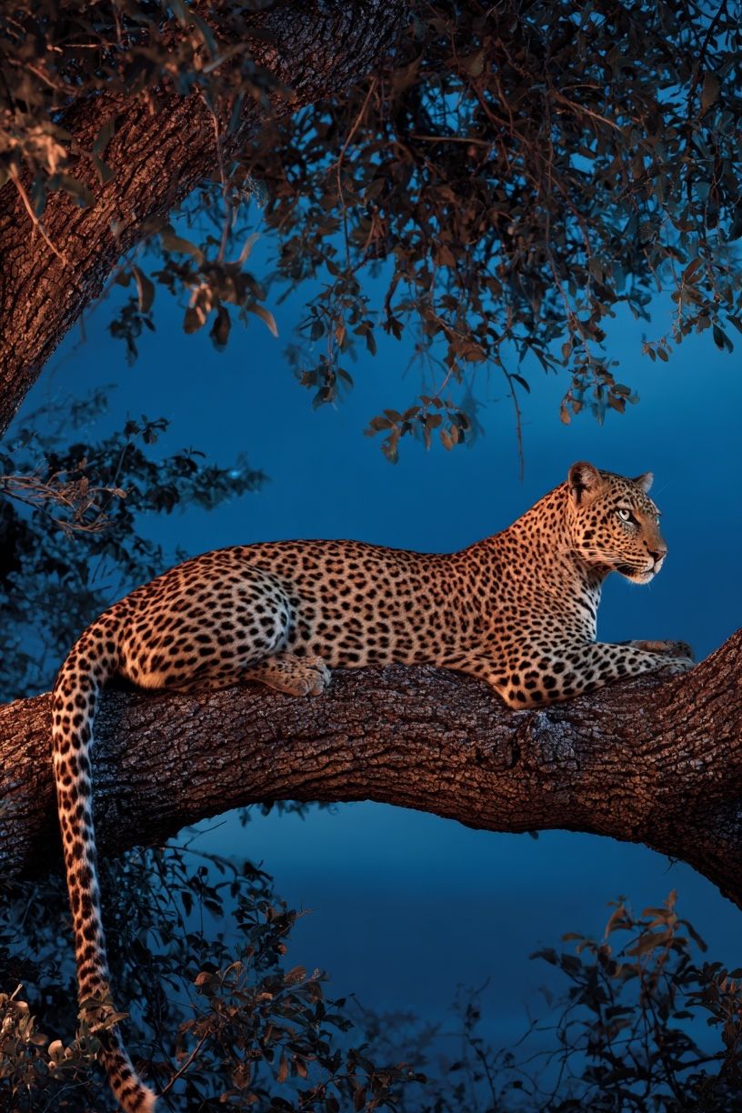 Leopard in a Tree — Wildlife Photography Poster. poster detail
