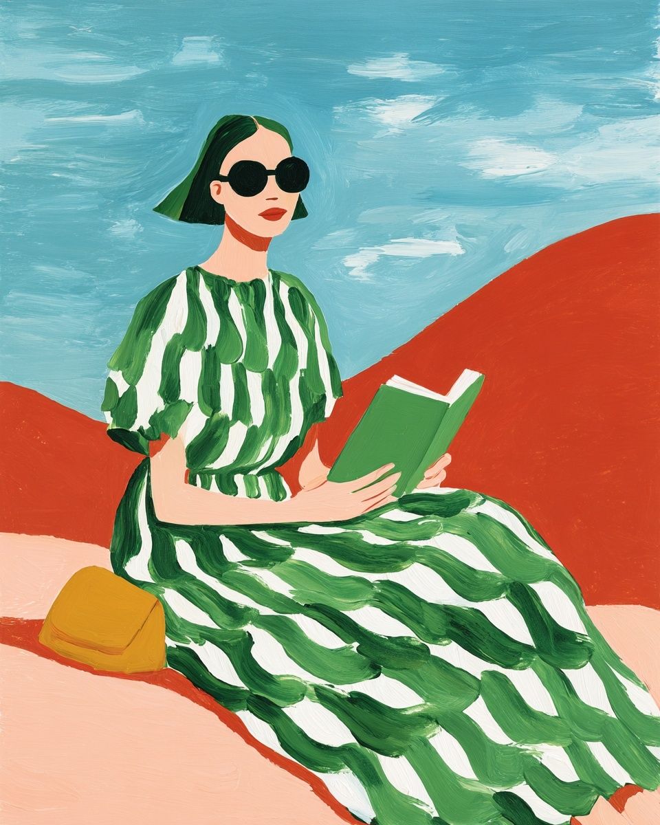 Woman Reading — Illustration Print. poster detail