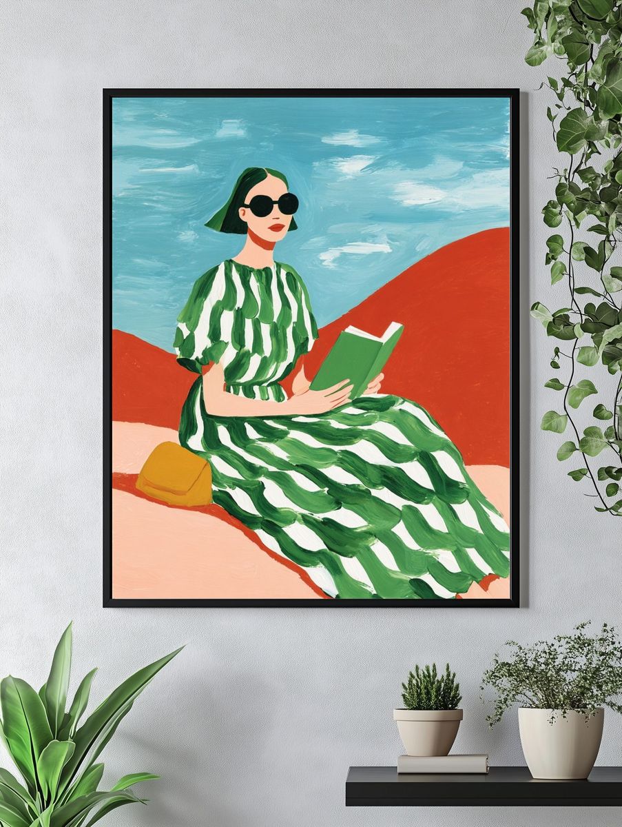 Woman Reading — Illustration Print. — room view 4
