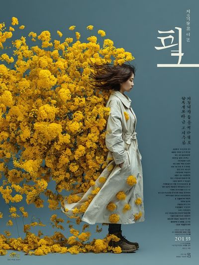 Woman in Yellow Flowers — Fine Art Print. poster print