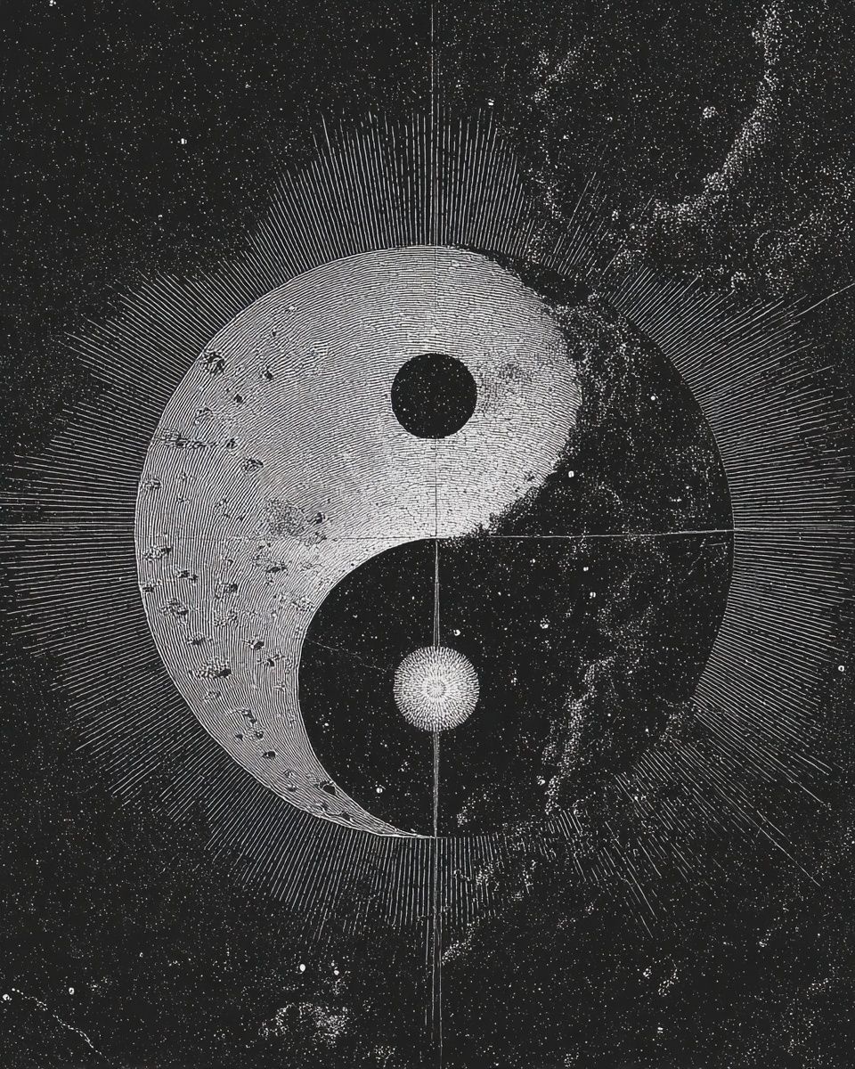 Yin Yang Cosmic Art Poster. poster detail
