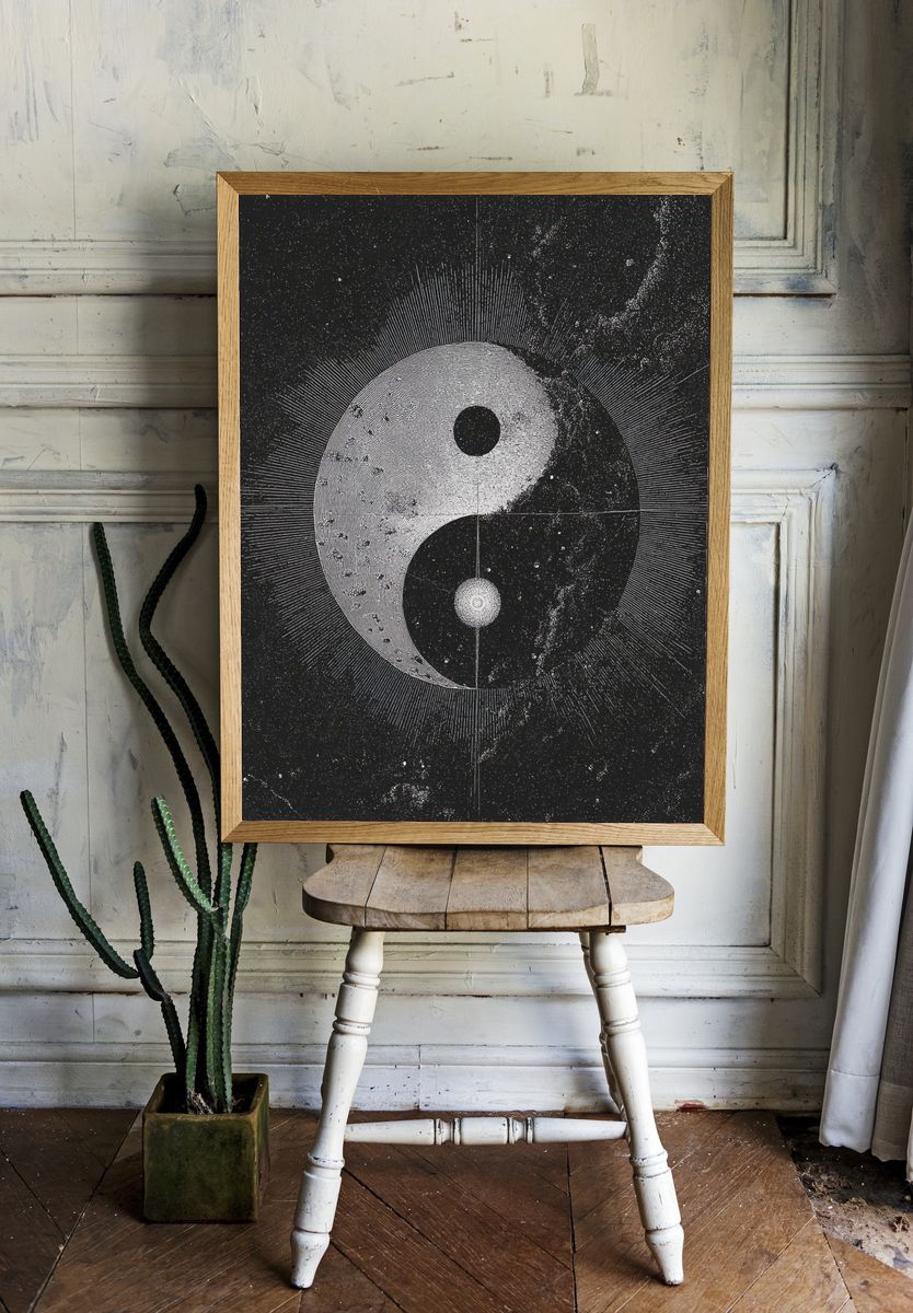 Yin Yang Cosmic Art Poster room preview
