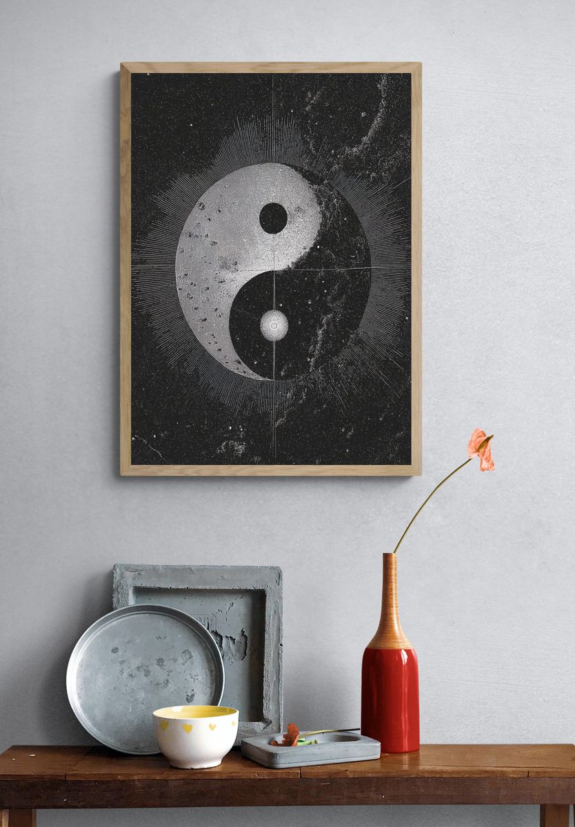Yin Yang Cosmic Art Poster. — room view 3