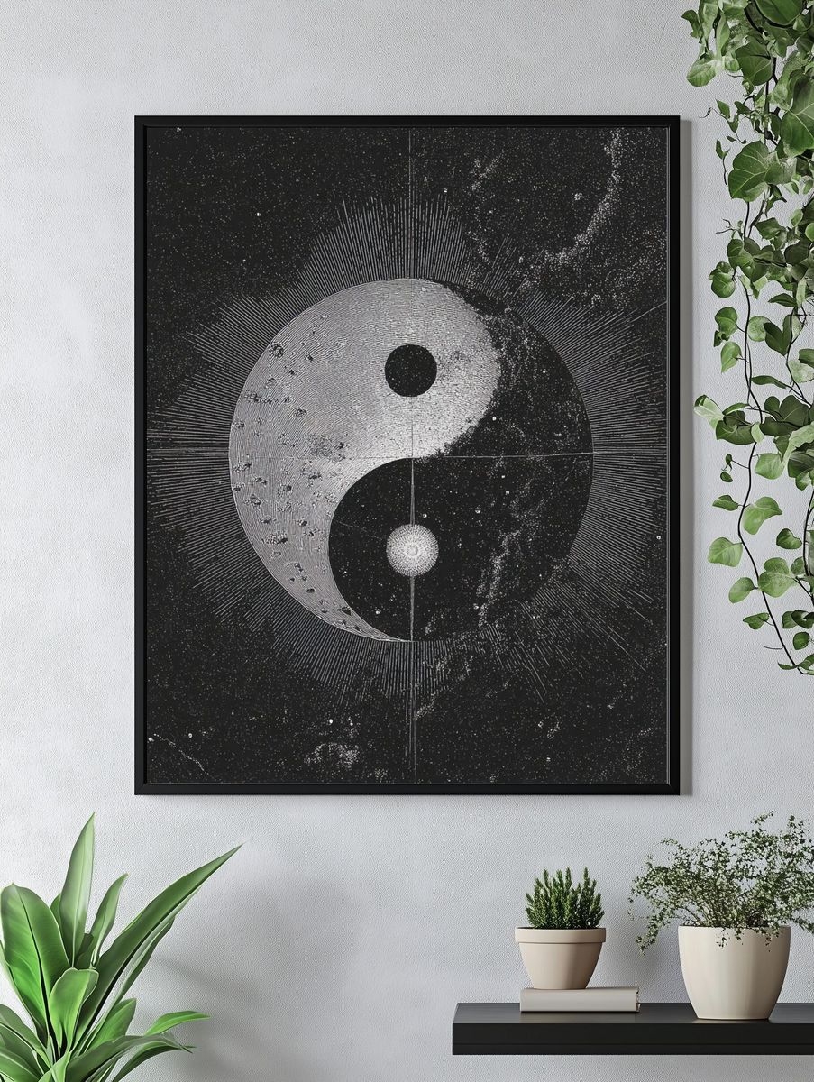 Yin Yang Cosmic Art Poster. — room view 4