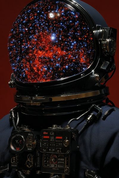 Astronaut Helmet with Cosmic Reflection Poster